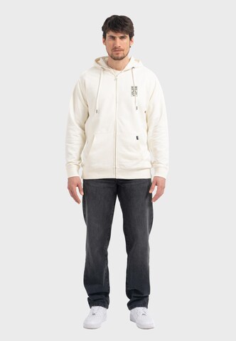 Oldskull Zip-Up Hoodie 'Wrldvibe Urban Jungle Graphic' in White