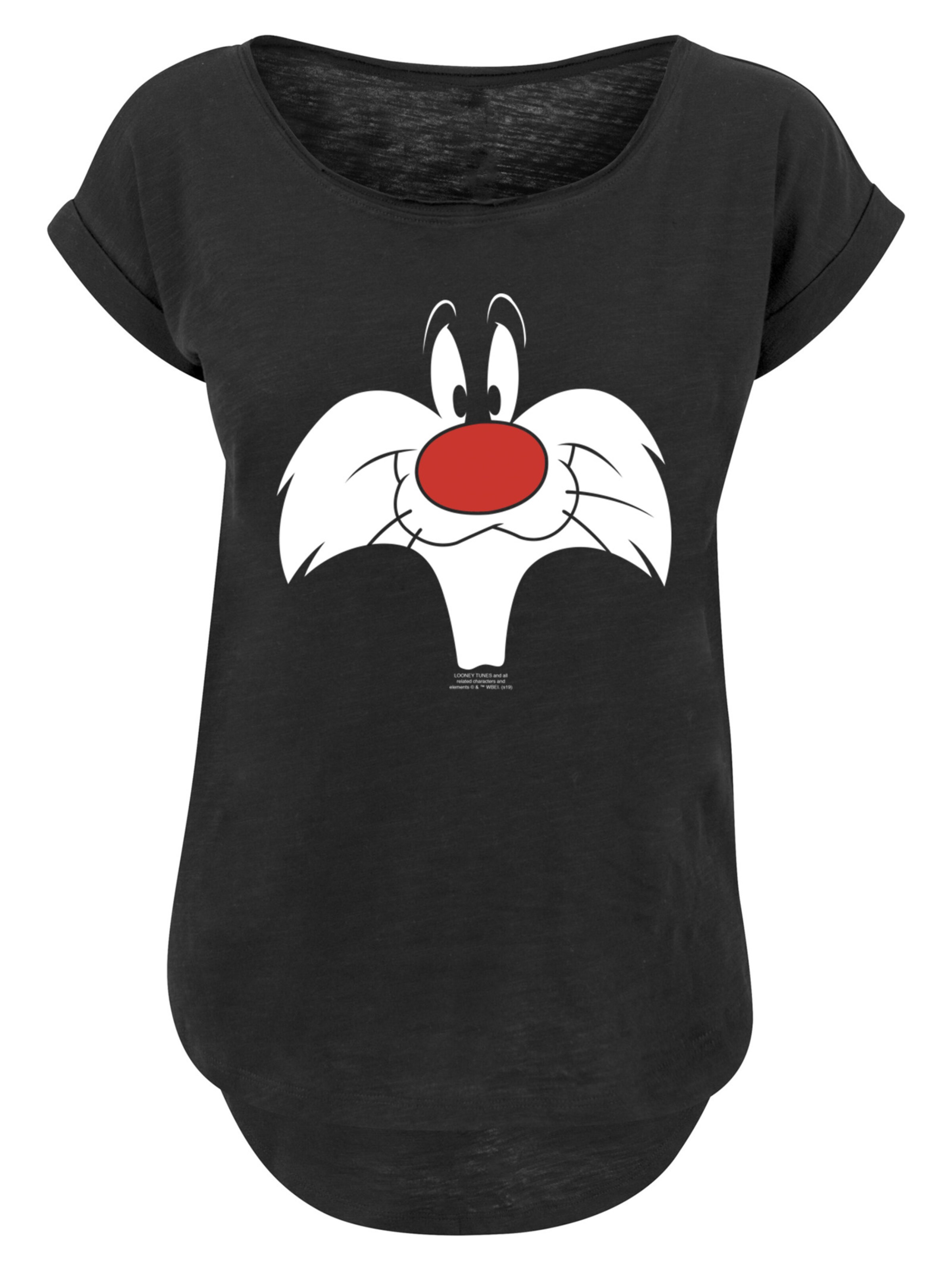 F4NT4STIC Shirt 'Looney Tunes Sylvester Big Face' in rot / schwarz / weiß, Produktansicht