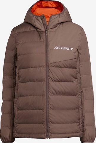 ADIDAS TERREX Outdoor Jacket 'Multi Light Down CLIMAWARM Hooded' in Brown: front