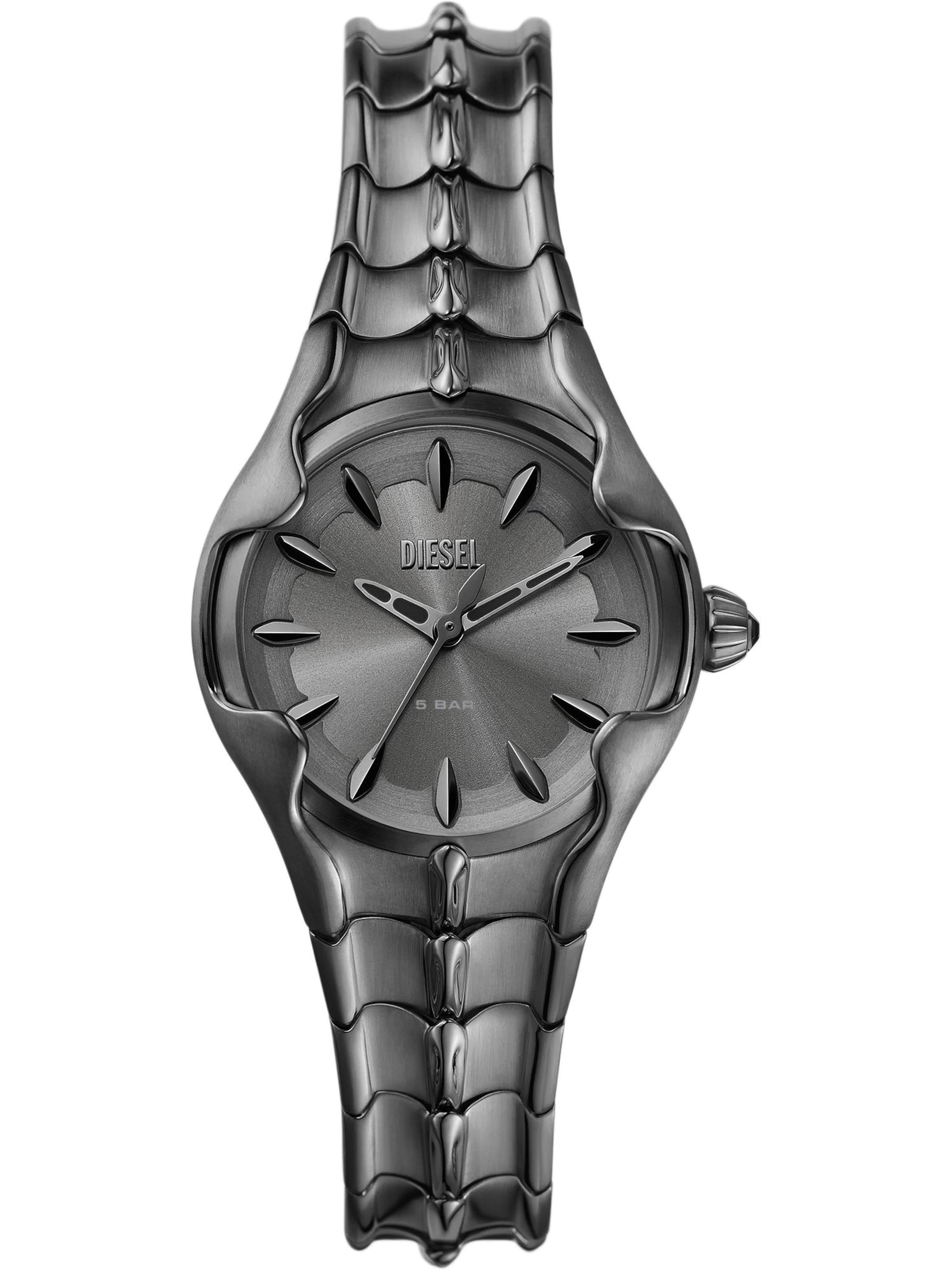 Ceas analogic 'VERT' de la DIESEL pe argintiu: față