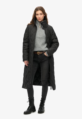 Superdry Between-Seasons Coat in Black: front