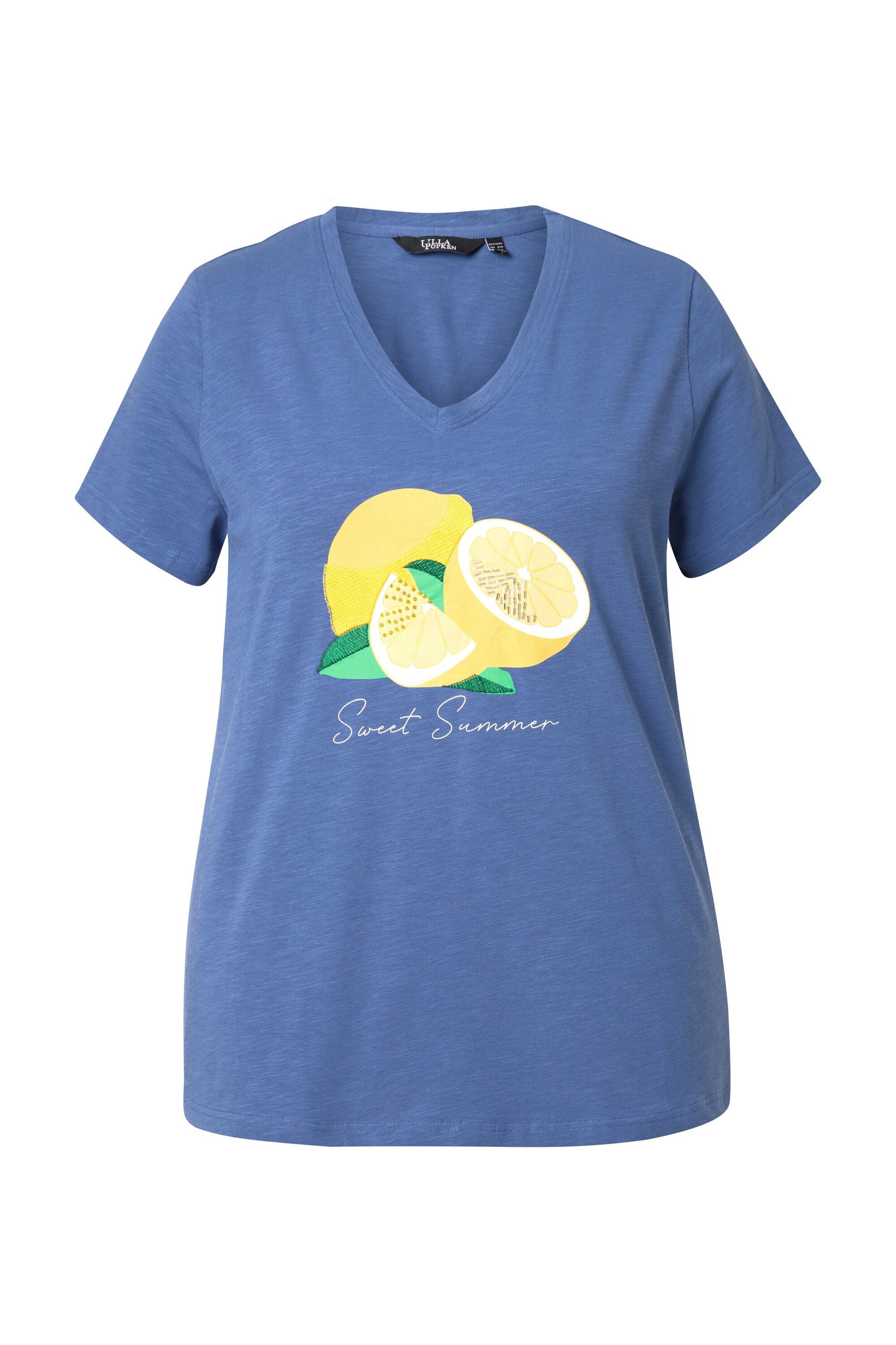 T-shirt Ulla Popken en bleu : devant