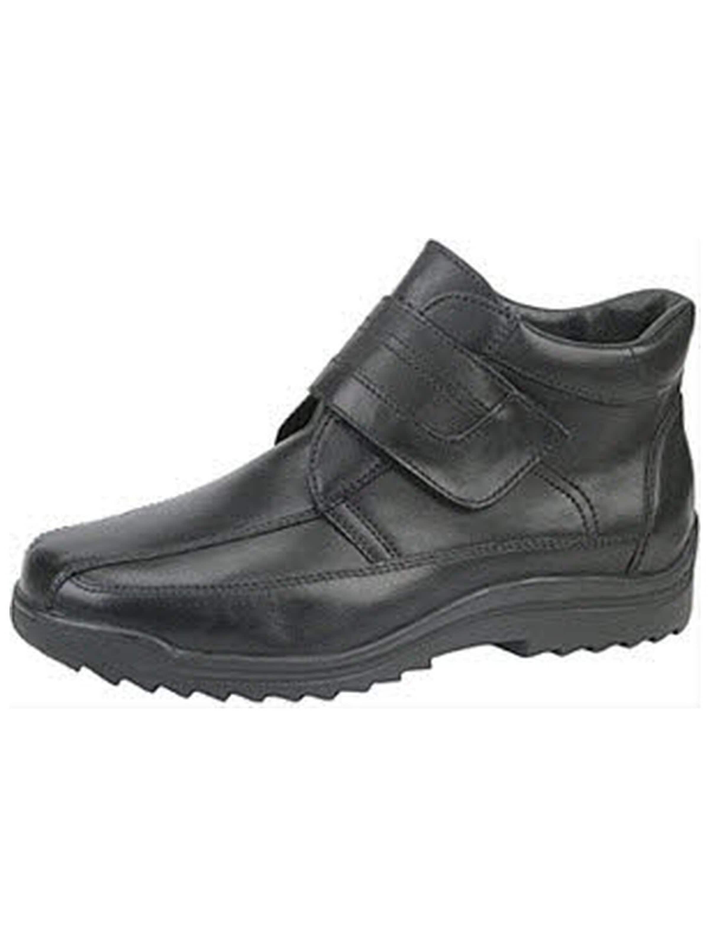 WALDLÄUFER Boots 'Weitschaftstiefel Herren 613901-174/001 Echtleder in schwarz'‌‌‌‌‌‌ in Schwarz: Vorderseite