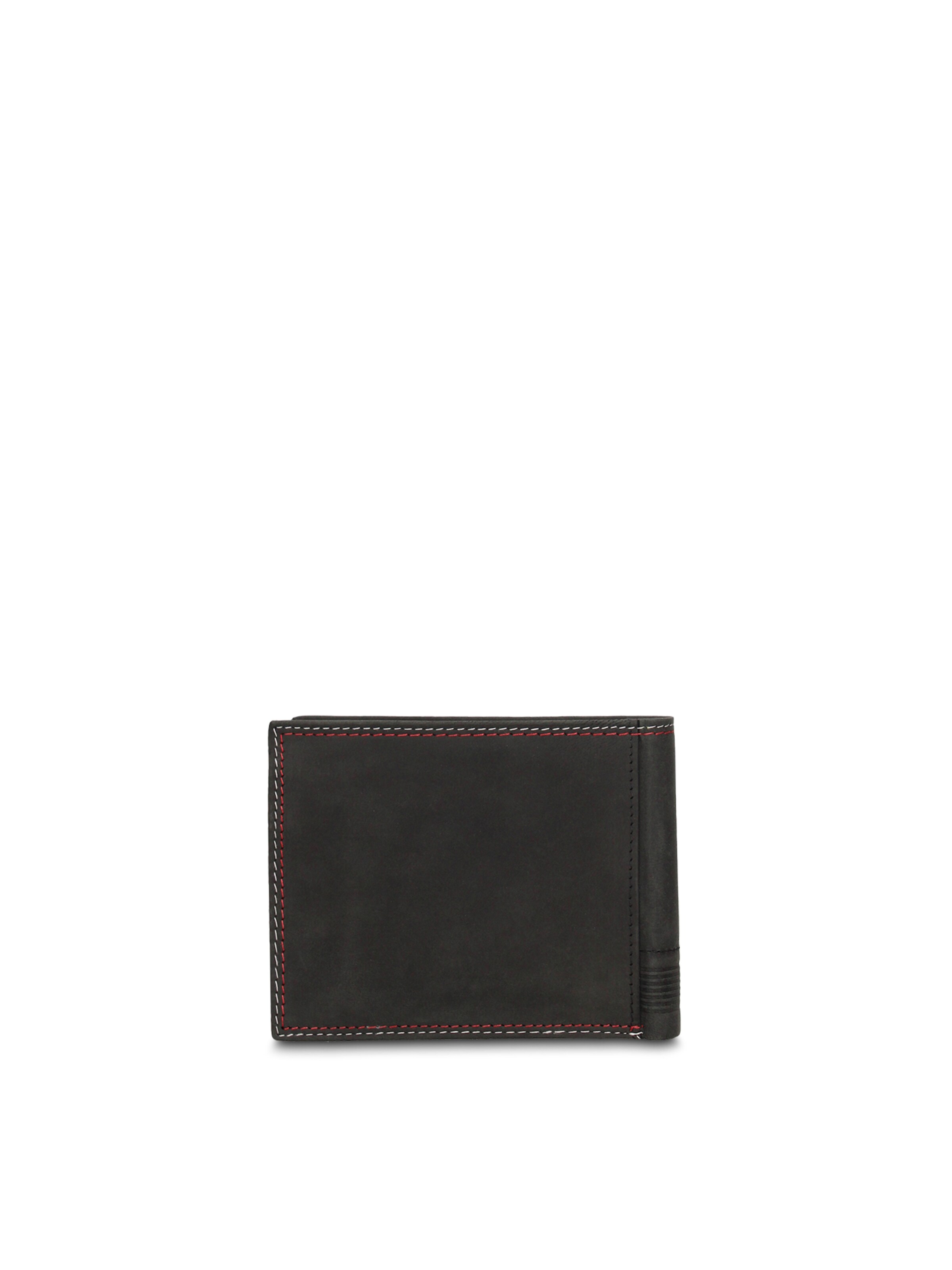 Portamonete 'Portafoglio Uomo Vera Pelle con Cuciture Rosse - Slim Design 12,5x9,5 cm' di cotton belt in nero