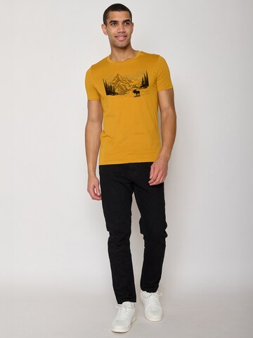 GREENBOMB Shirt 'Nature Moose Mountain' in Yellow