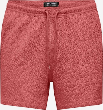 Shorts de bain 'ONSTed' Only & Sons en rouge : devant
