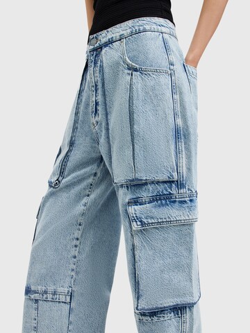 AllSaints Wide leg Cargojeans in Blauw