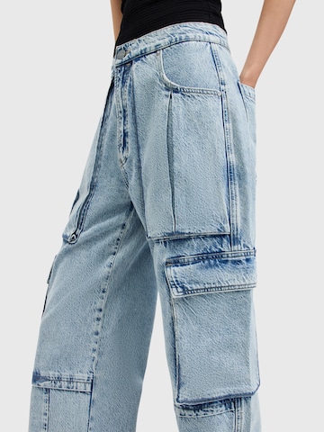 AllSaints Zvonové kalhoty Džíny s kapsami – modrá