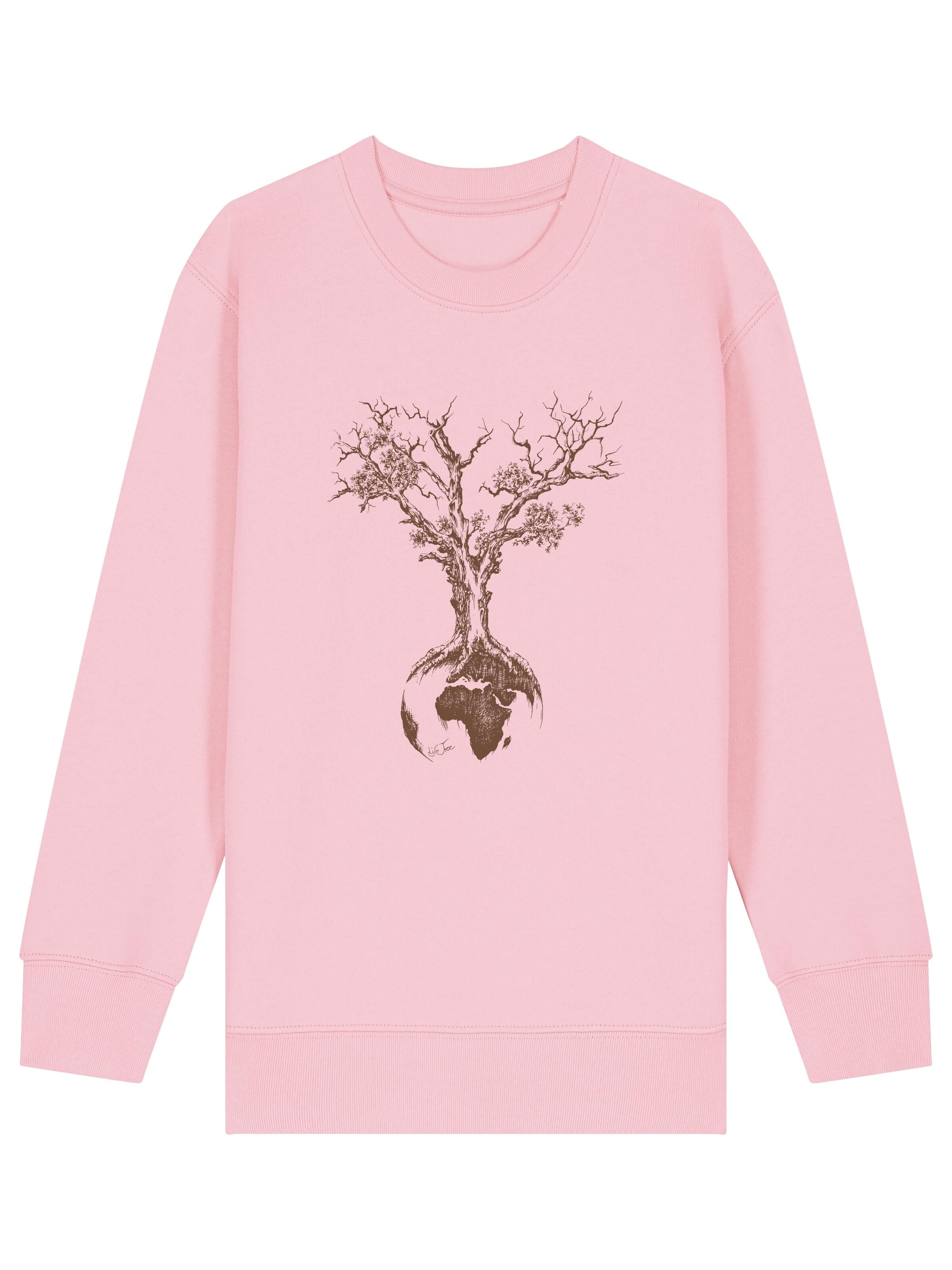Life-Tree Sweatshirt 'Organic Fairwear Sweater Kids Unisex Weltenbaum' in Pink: front