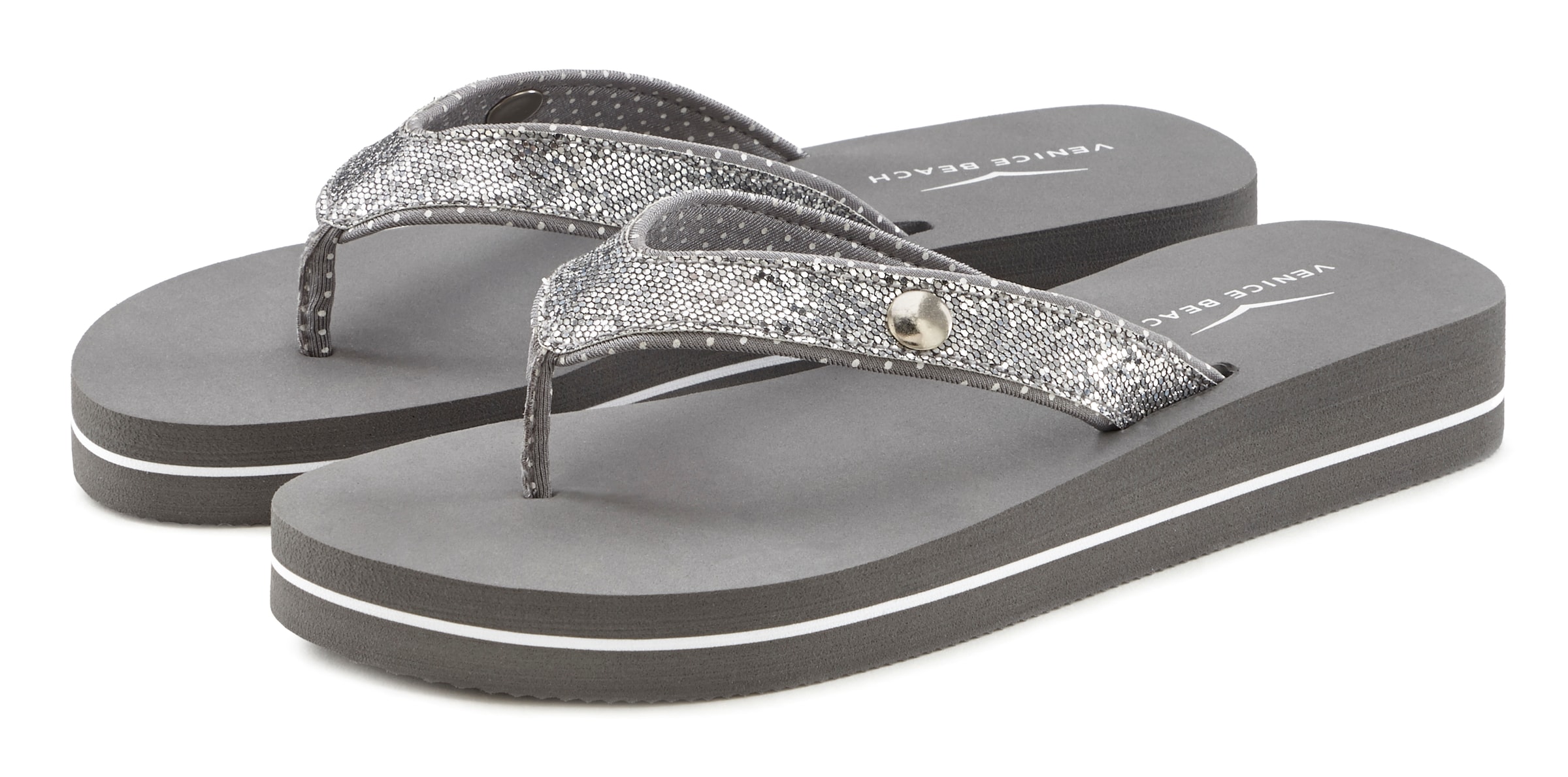 VENICE BEACH T-bar sandals in Silver