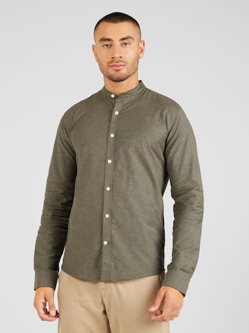 Coupe slim Chemise Lindbergh en vert : devant