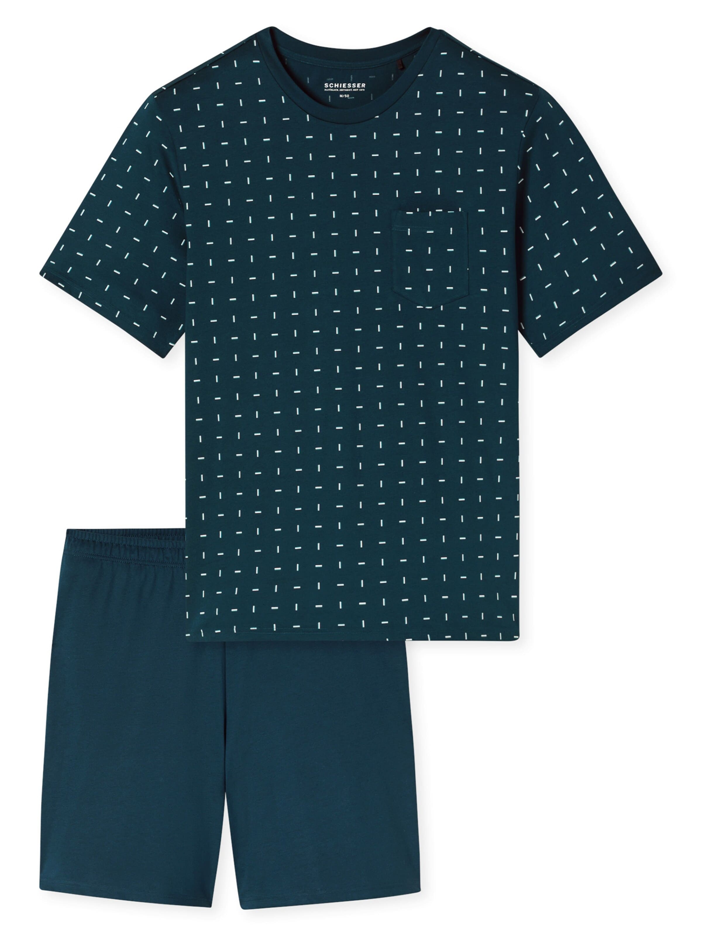 SCHIESSER Pyjama kort ' Comfort Essentials ' in Blauw: voorkant