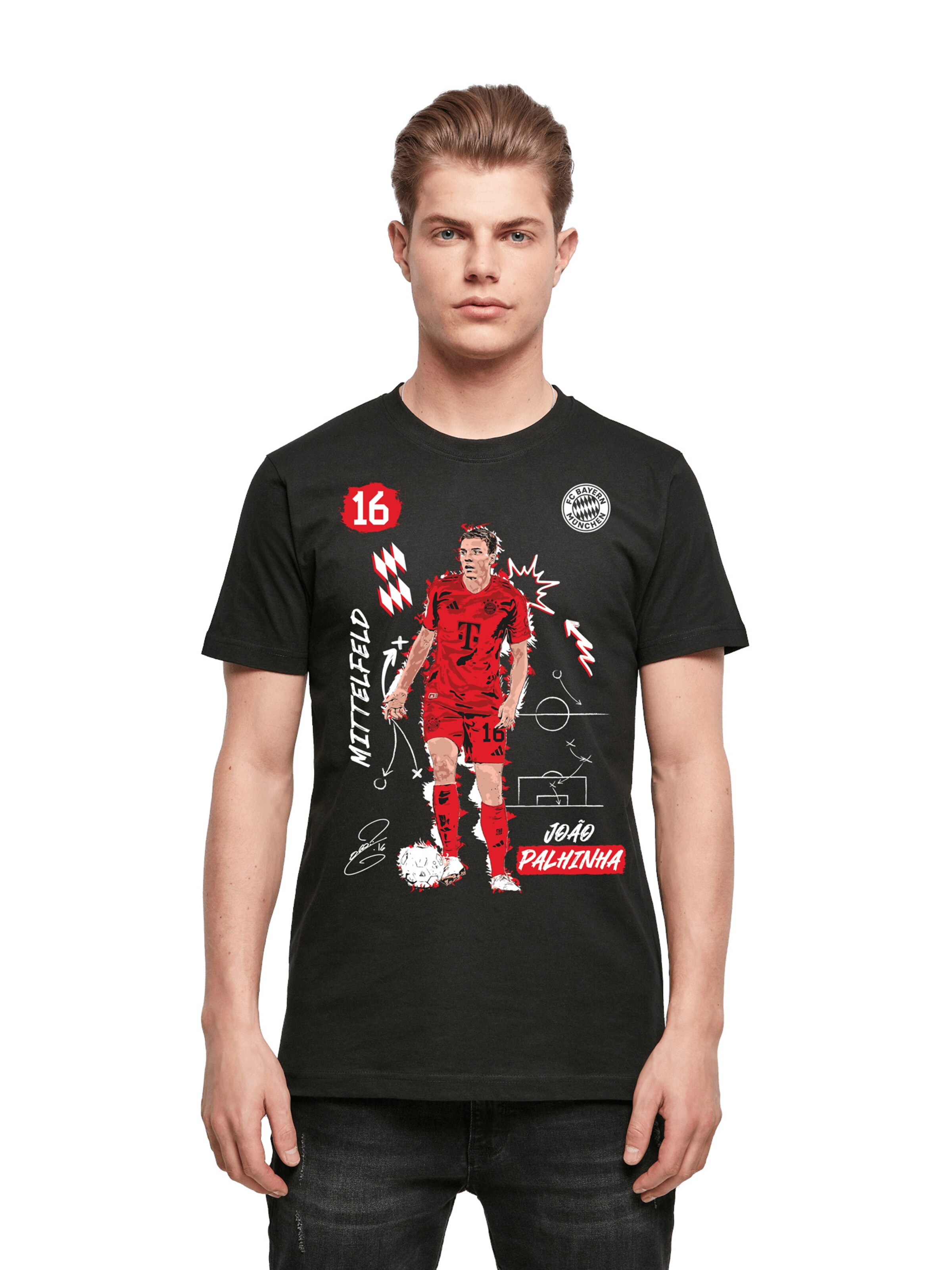 FC BAYERN MÜNCHEN T-Shirt 'Palhinha' in Schwarz: Vorderseite