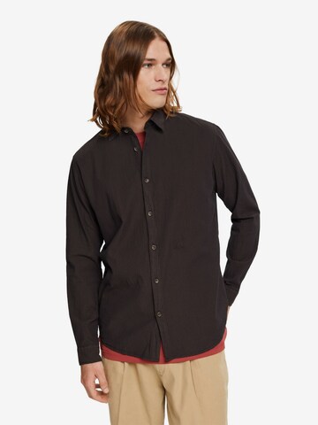 ESPRIT Regular fit Button Up Shirt in Black: front