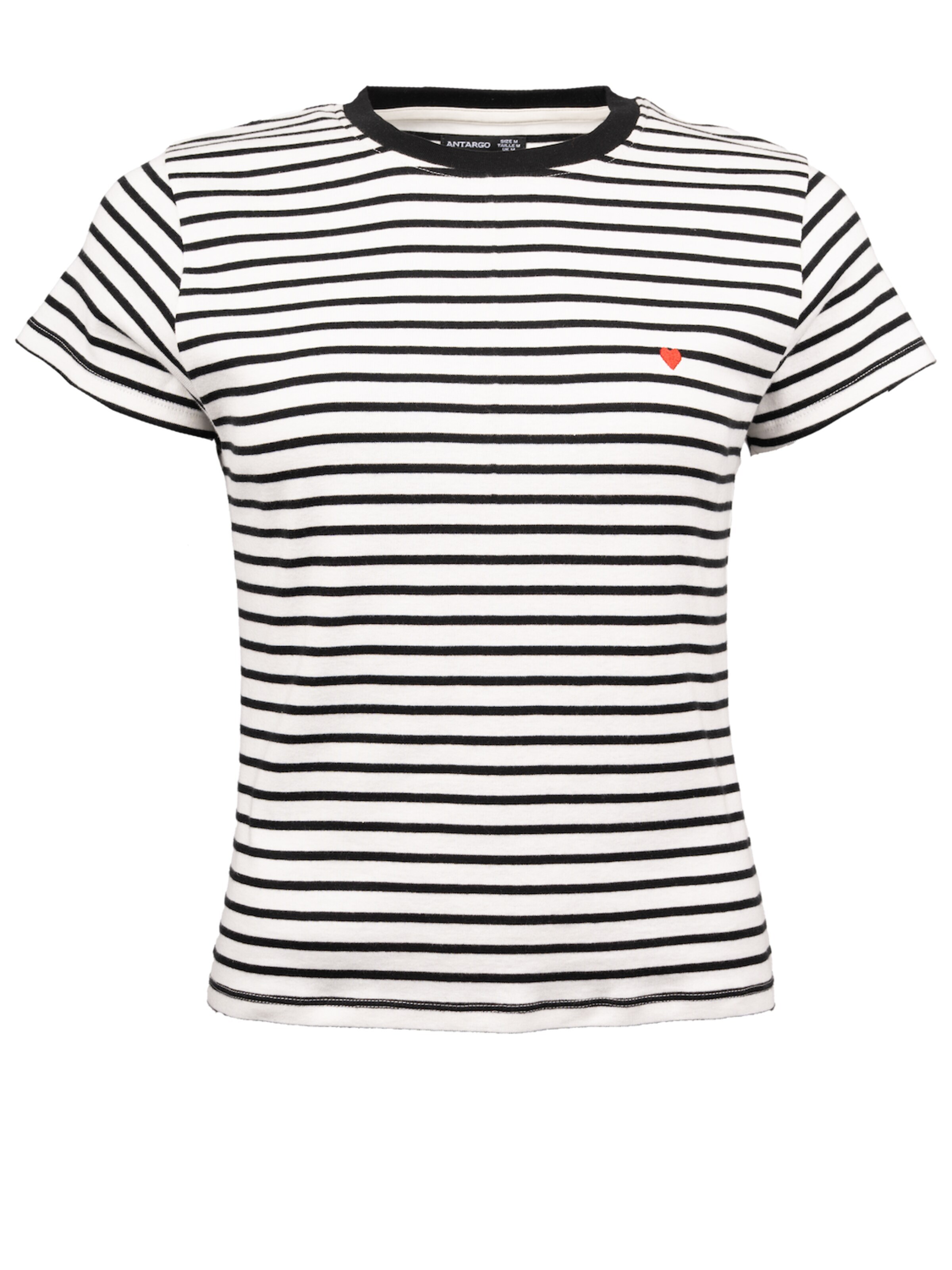 Antargo Shirt 'Women´s Stripes & Heart T-Shirt' in Black: front