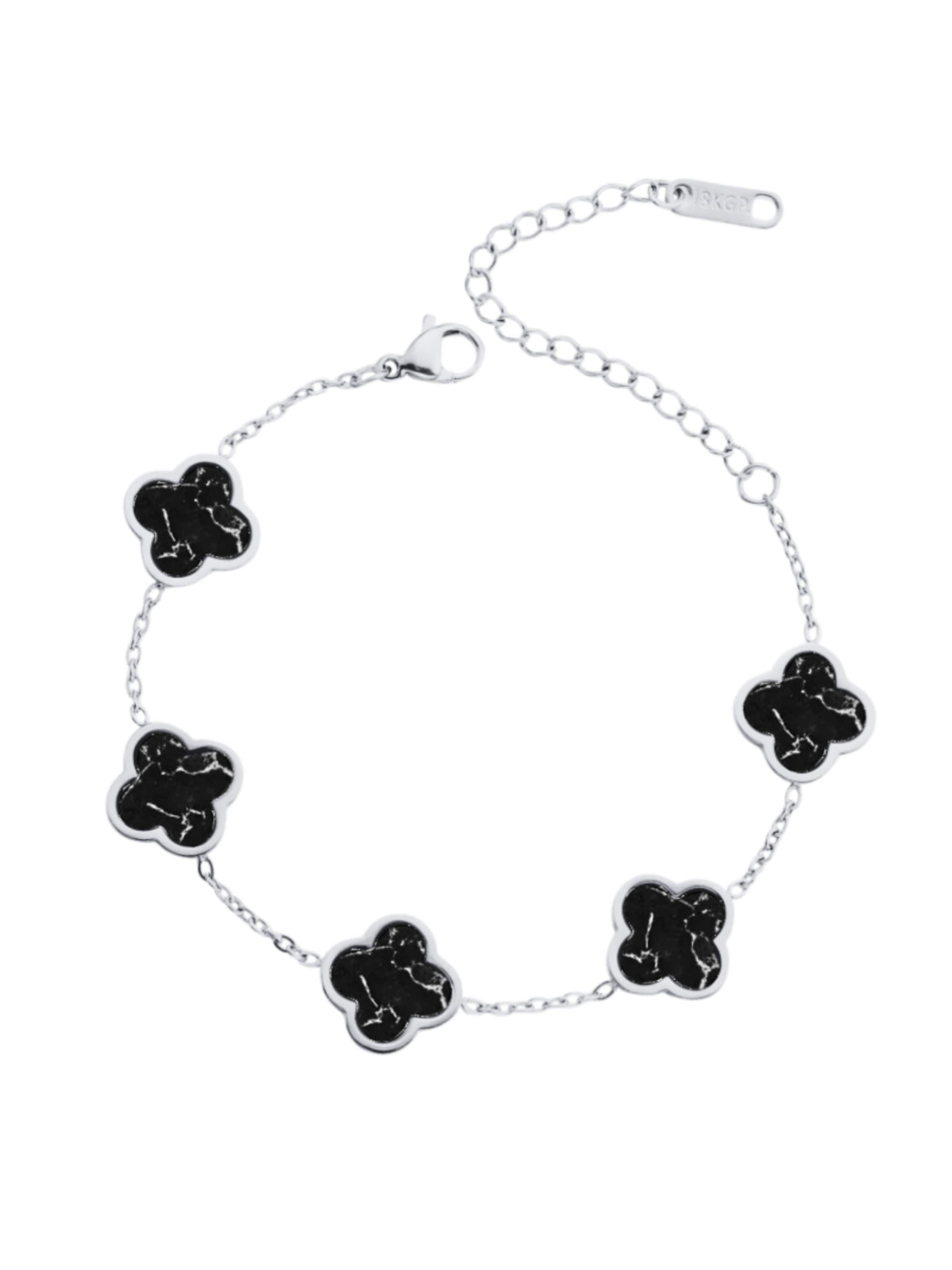 Pure Schmuck Bracelet 'Clover Marmor' in Silver: front