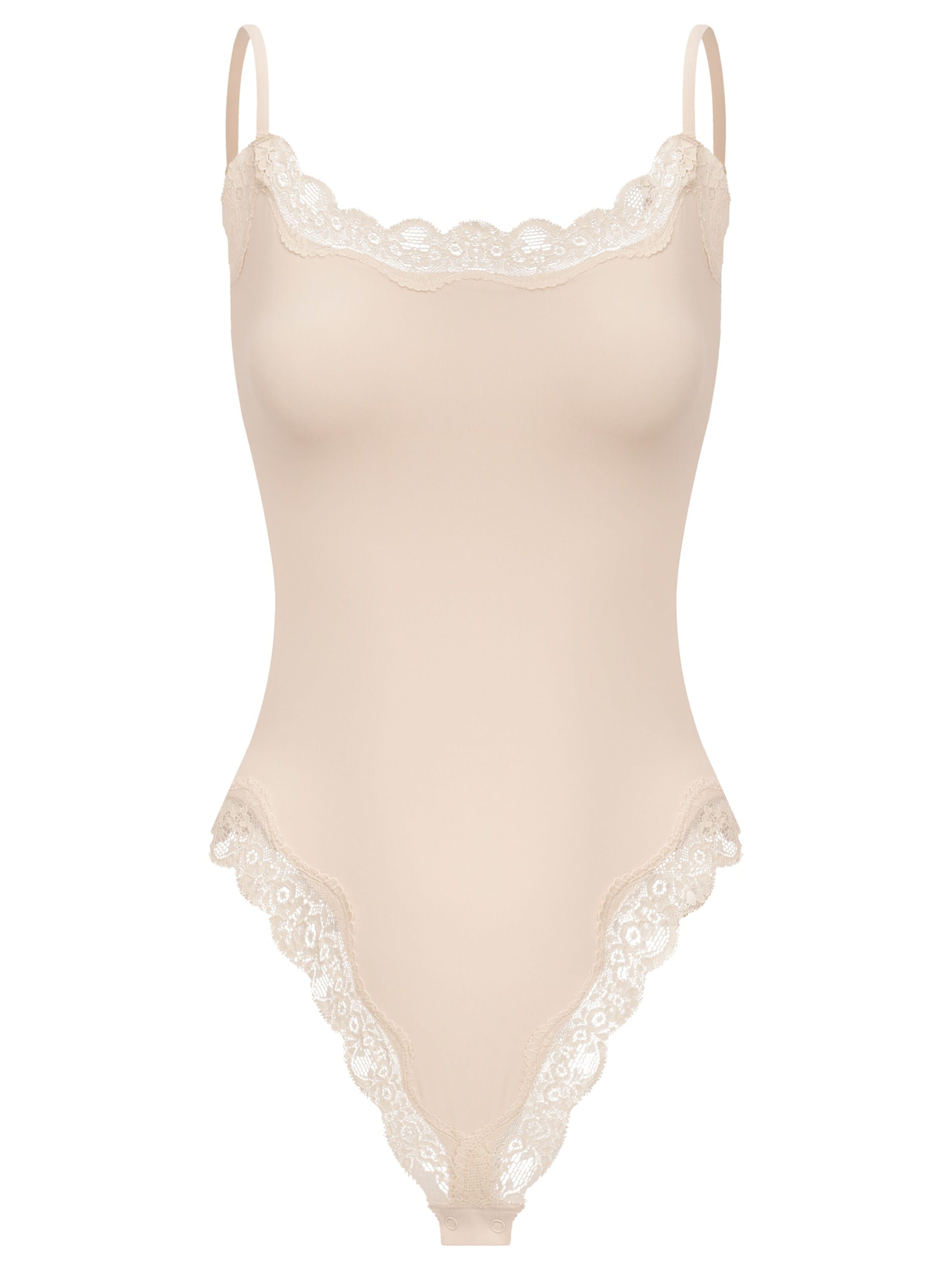 cfab (formerly creamy fabrics) Body 'Bodysuit String mit Lace'‌‌‌‌‌‌ in Beige: Vorderseite