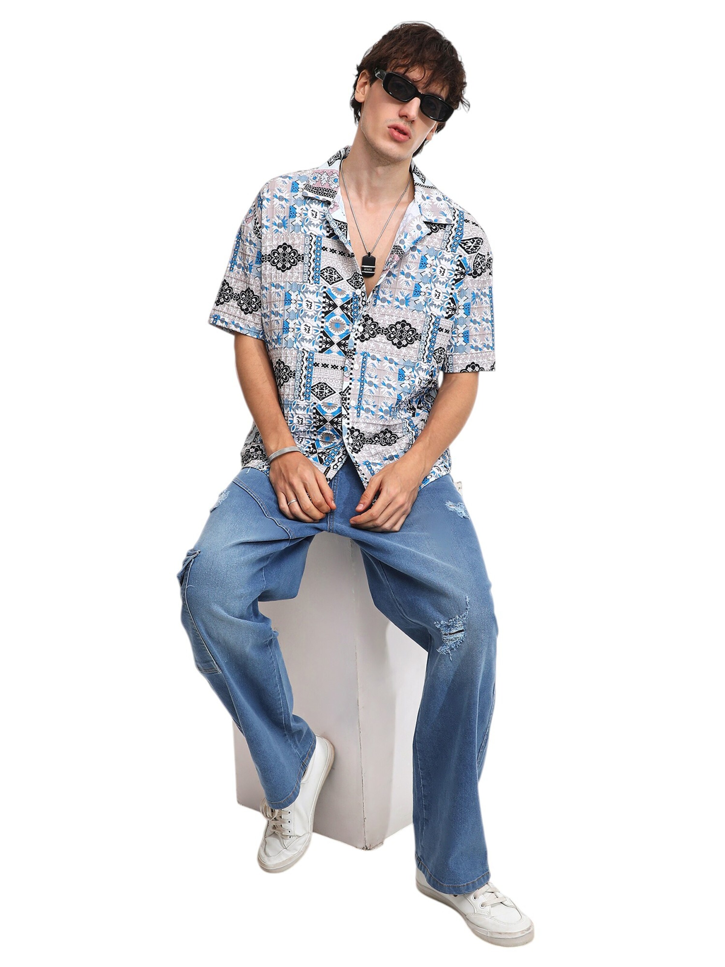 Campus Sutra Regular fit Button Up Shirt 'Winona' in Grey