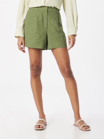 Sofie Schnoor Regular Pleat-Front Pants in Green: front