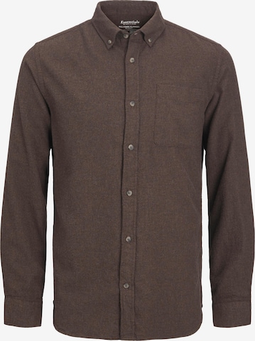 JACK & JONES Button Up Shirt 'Classic' in Brown: front