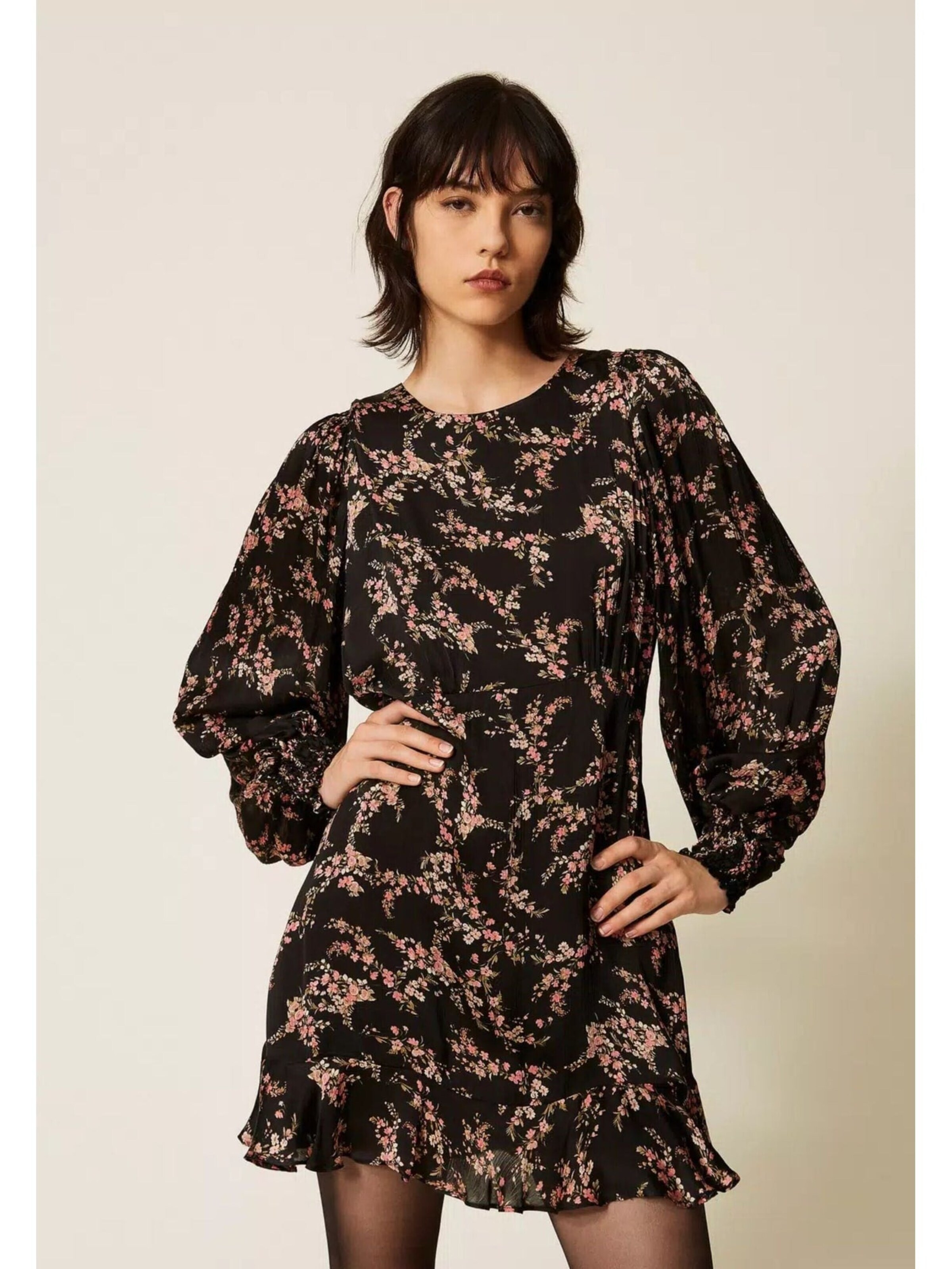 Twinset Dress 'short dress in floral crêpe satin' in Mixed colours