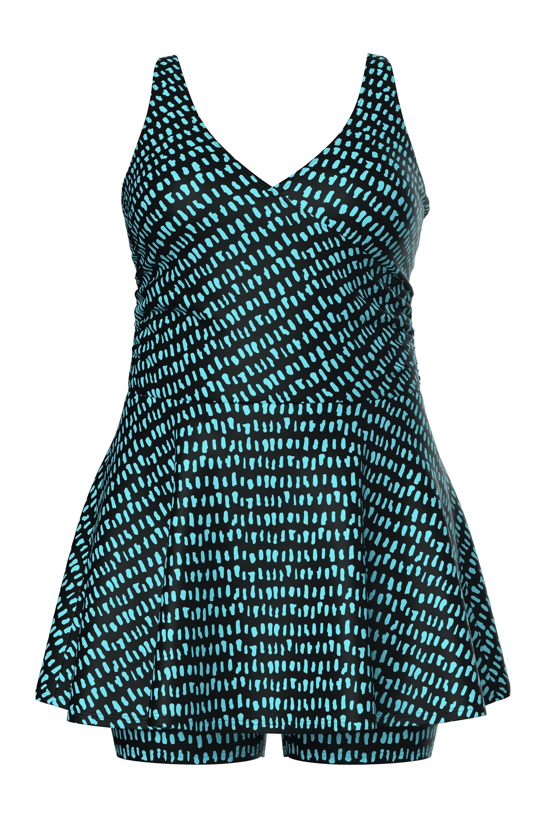 Ulla Popken Triangel Badpakjurk in Zwart: voorkant