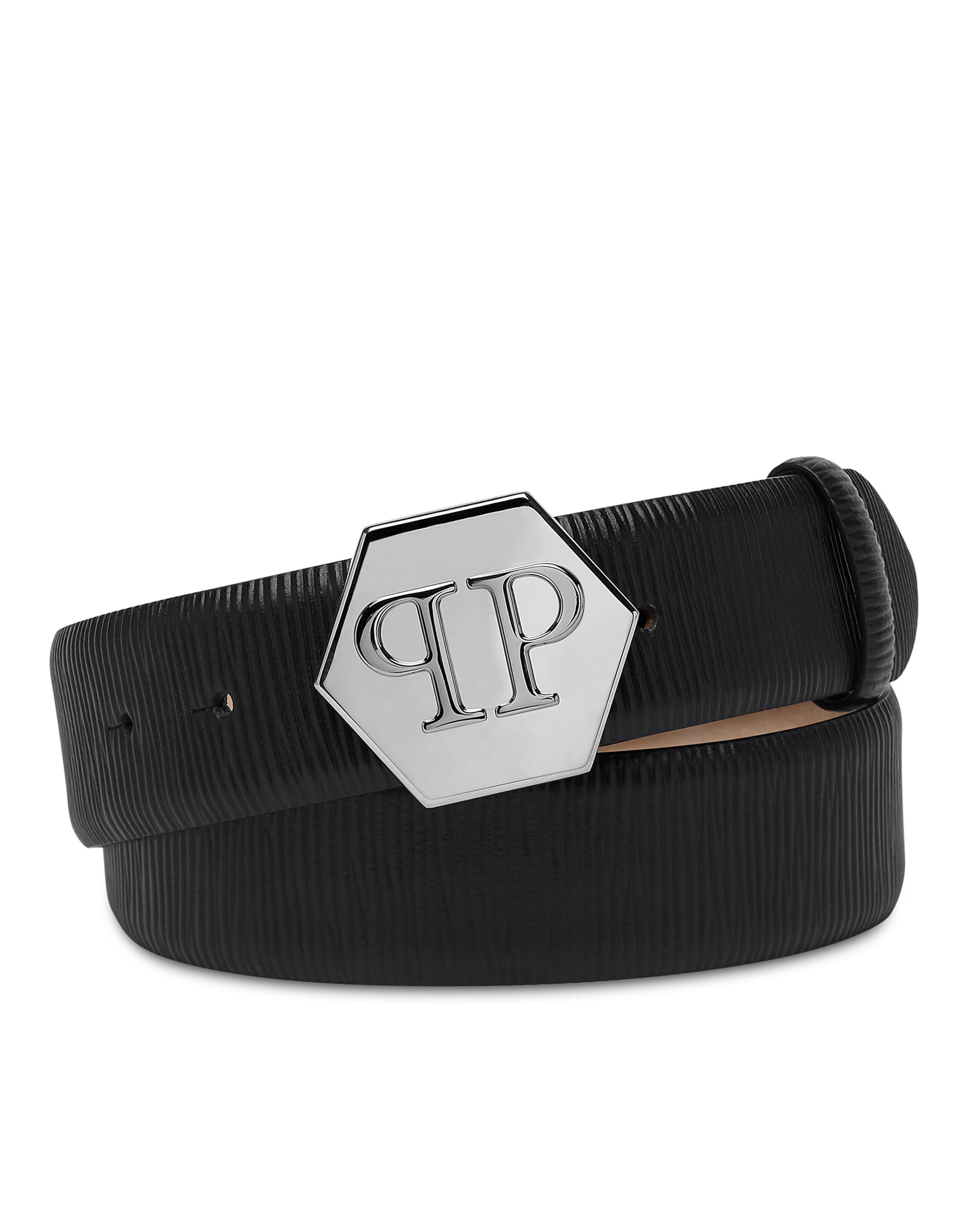 Philipp Plein Gürtel 'Hexagon' in Schwarz: Vorderseite