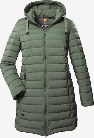 STOY Between-seasons coat in Green: front