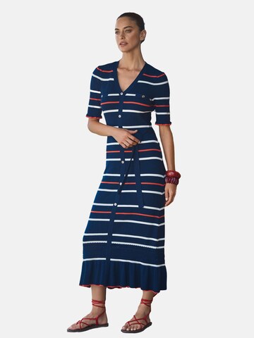 Robes en maille love & roses en bleu : devant