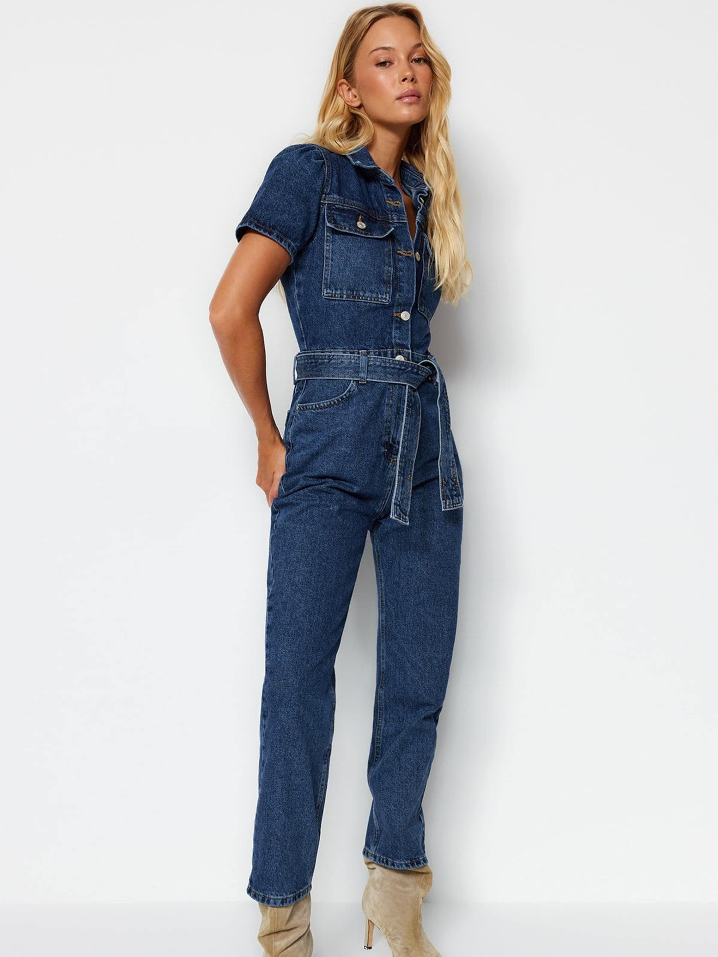 Trendyol - Tuta jumpsuit aderente marrone con cut-out
