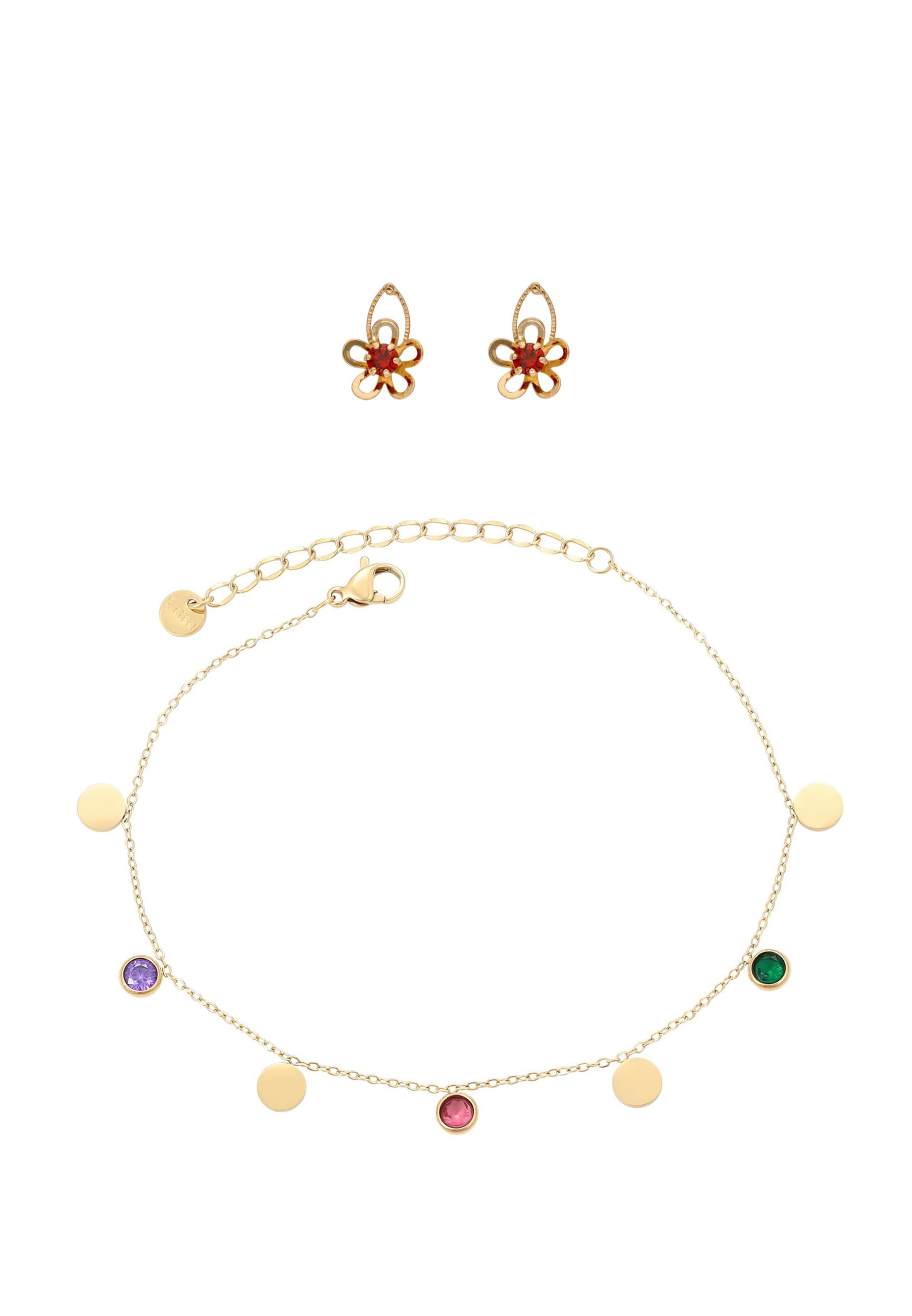 faina Conjuntos de bijuteria em ouro / esmeralda / vermelho, Vista do artigo