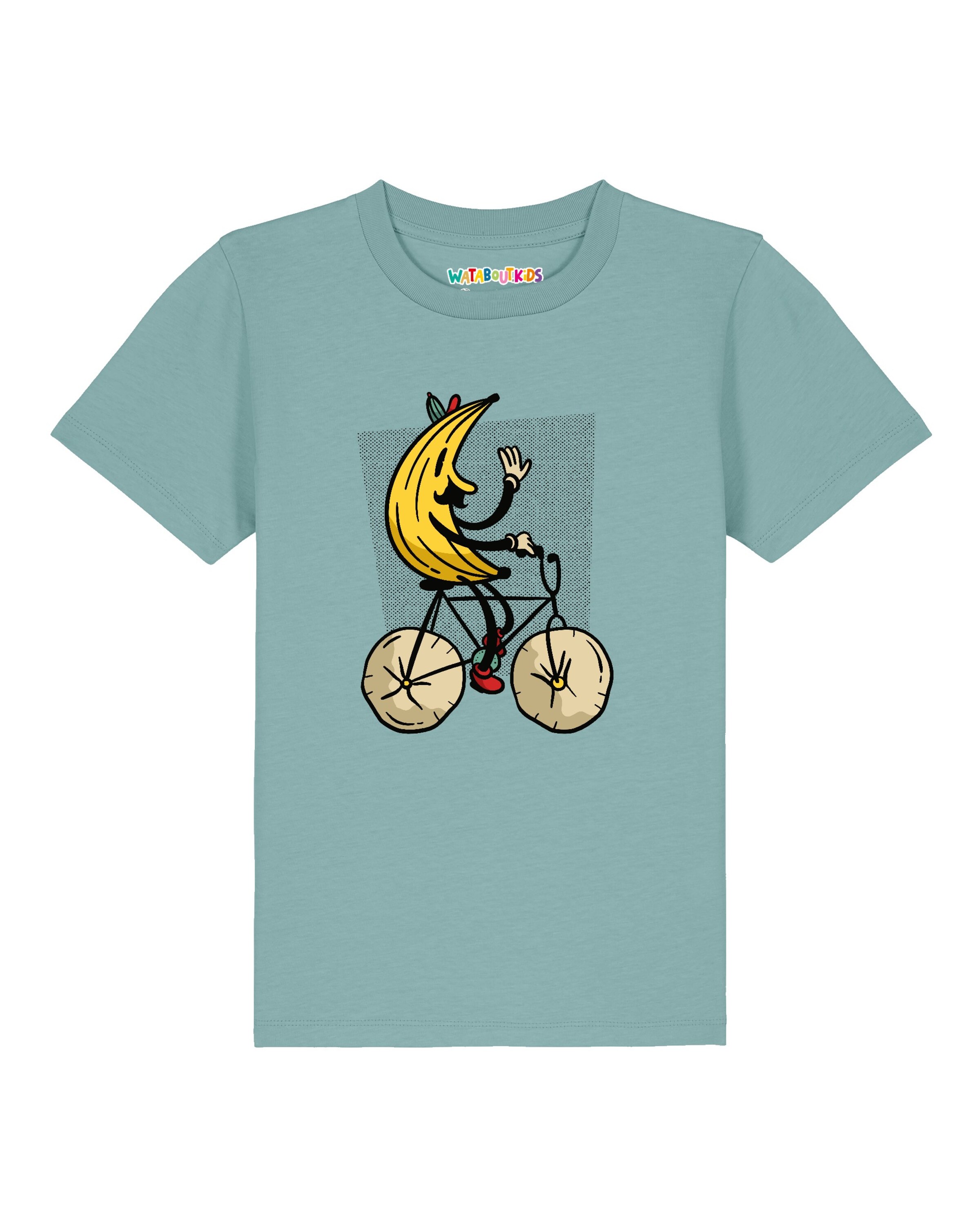 Maglietta 'Banana Rider' di watabout.kids in verde: frontale