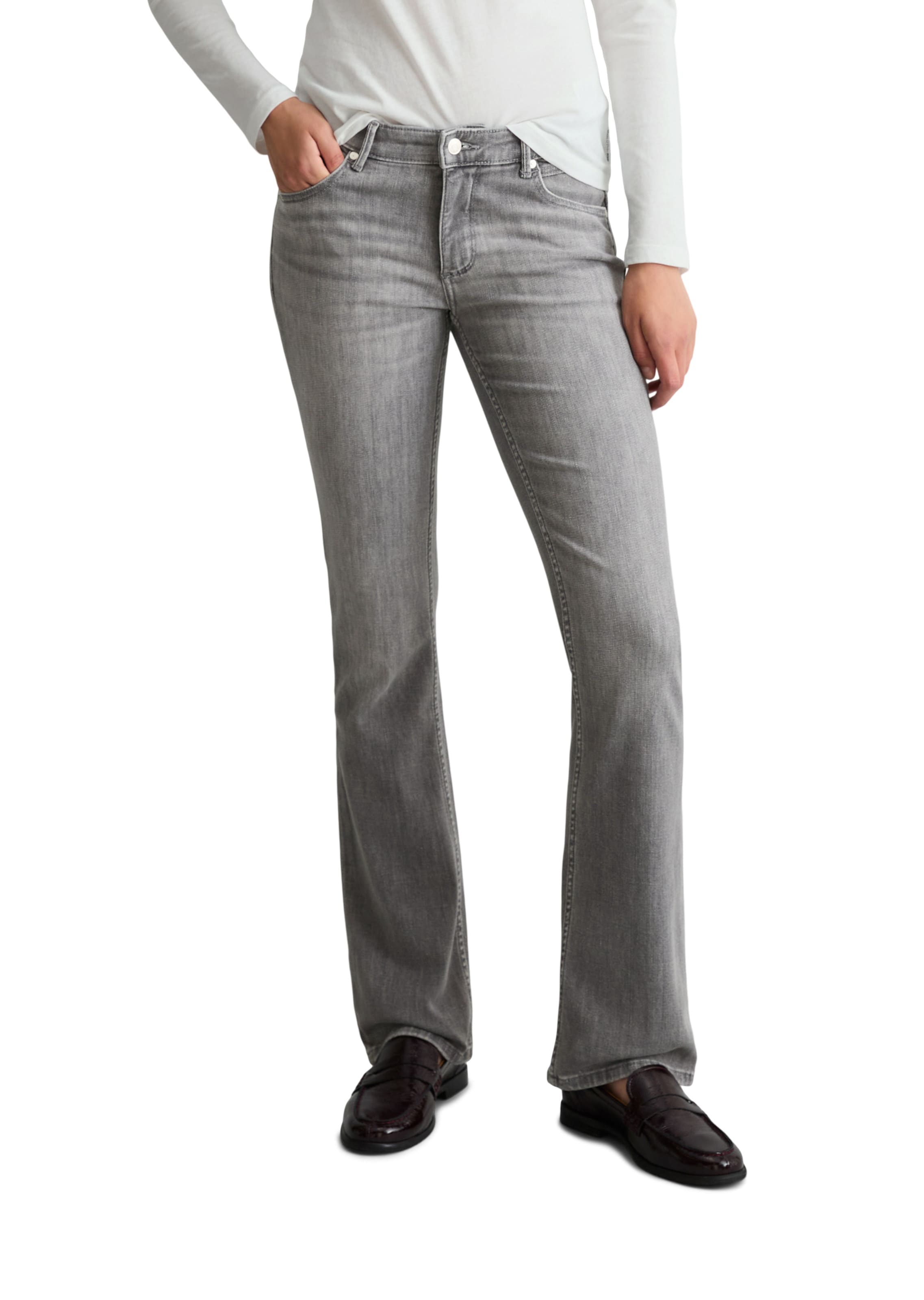 Marc O'Polo DENIM Flared Jeans 'Nella' in Grey: front