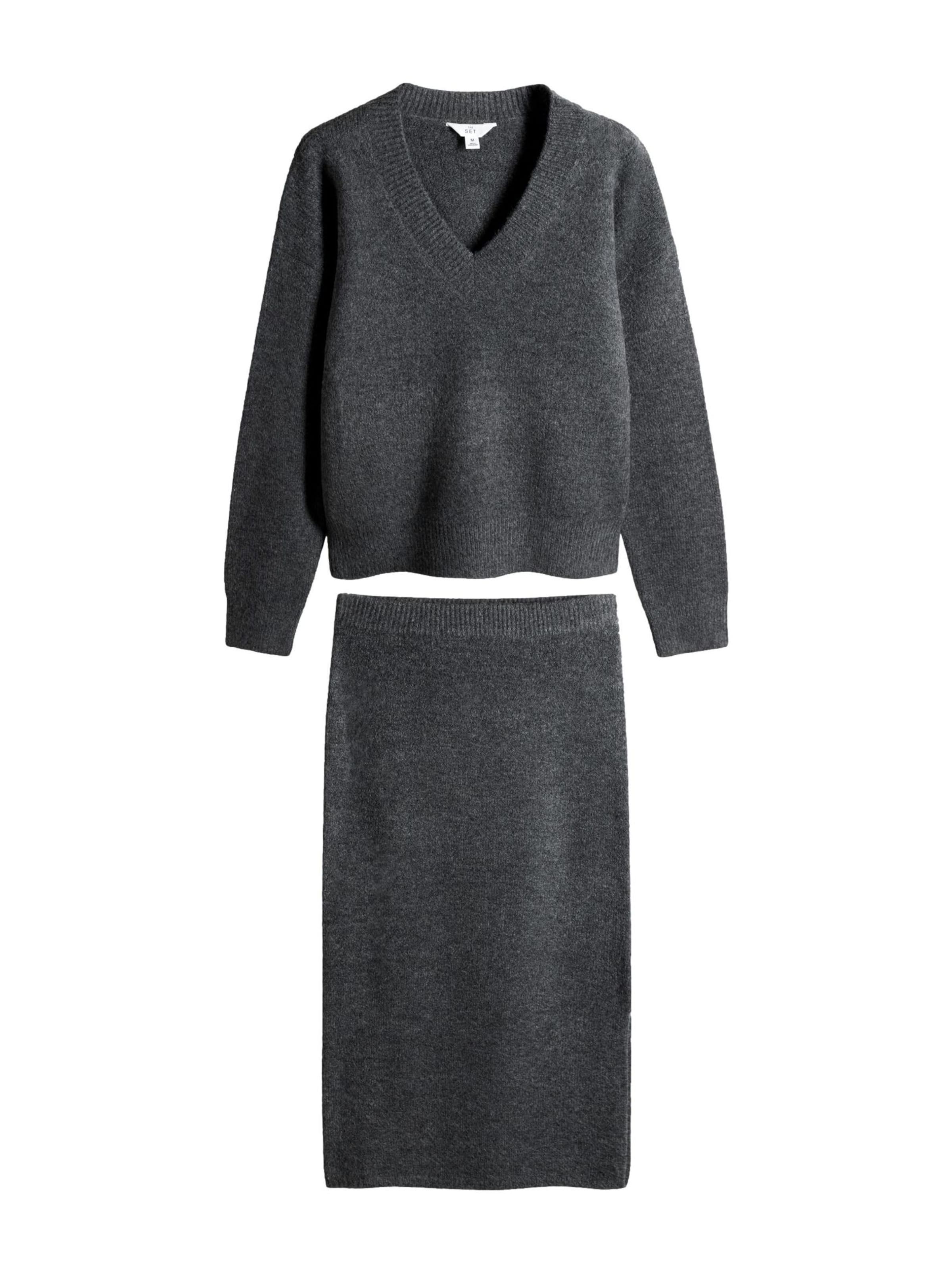 The Set Set: Pullover und Rock in Grau: Vorderseite