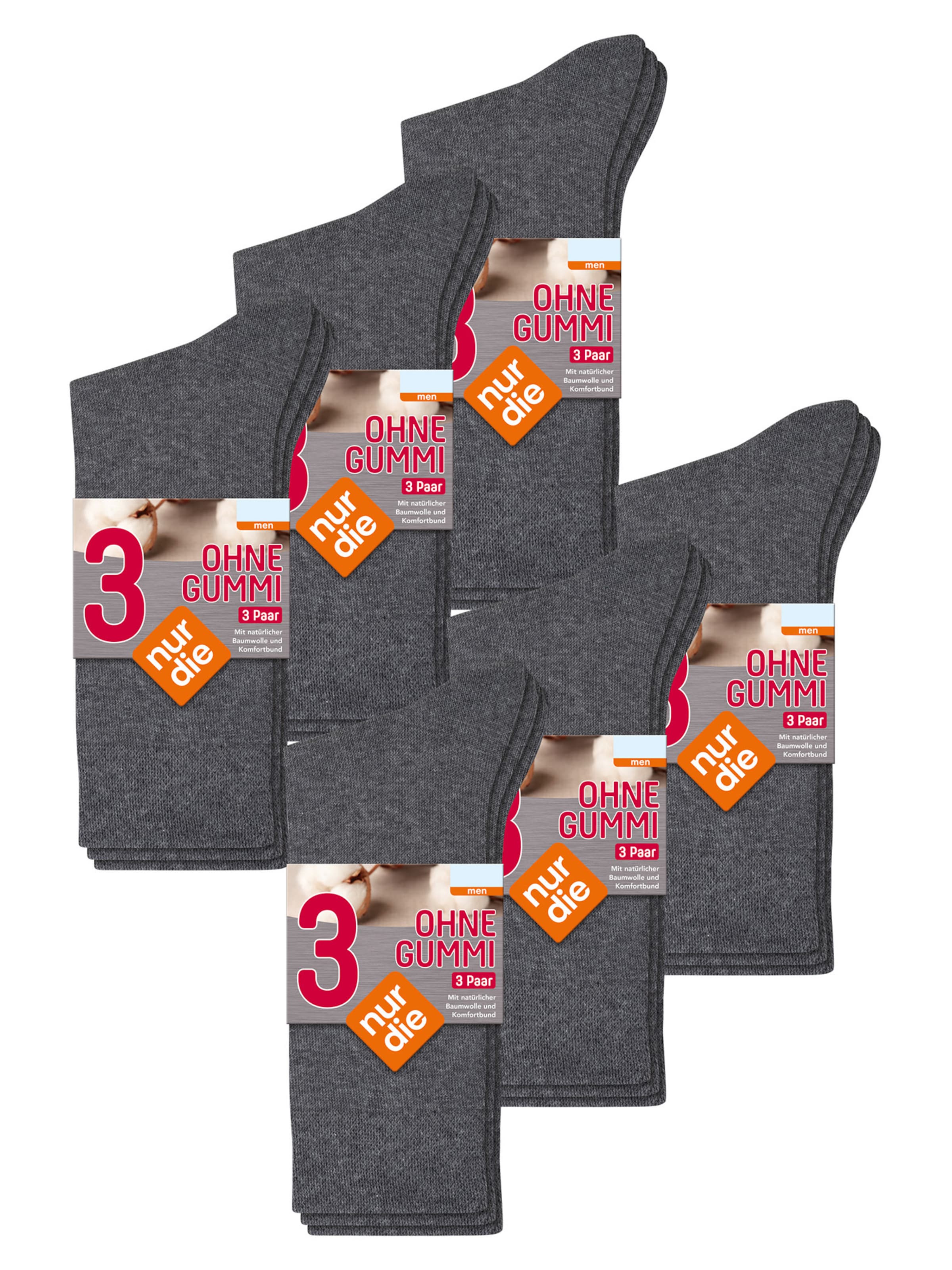 Chaussettes ' 18er-Pack Ohne Gummi ' Nur Die en gris : devant