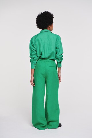 Aligne Wide leg Pleat-Front Pants 'Hainault ' in Green