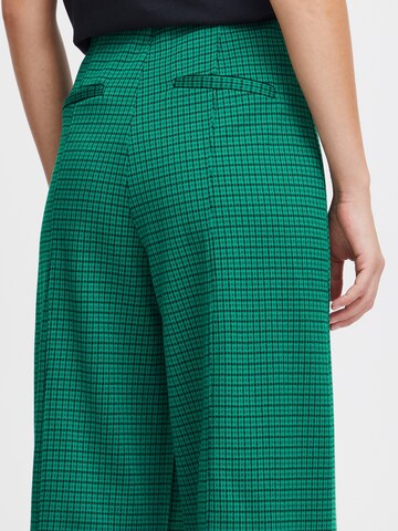 ICHI Široke hlačnice Hlače | zelena barva