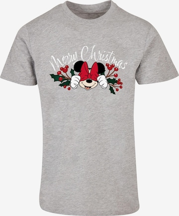 ABSOLUTE CULT Shirt 'Minnie Mouse - Christmas Holly' in Grijs: voorkant