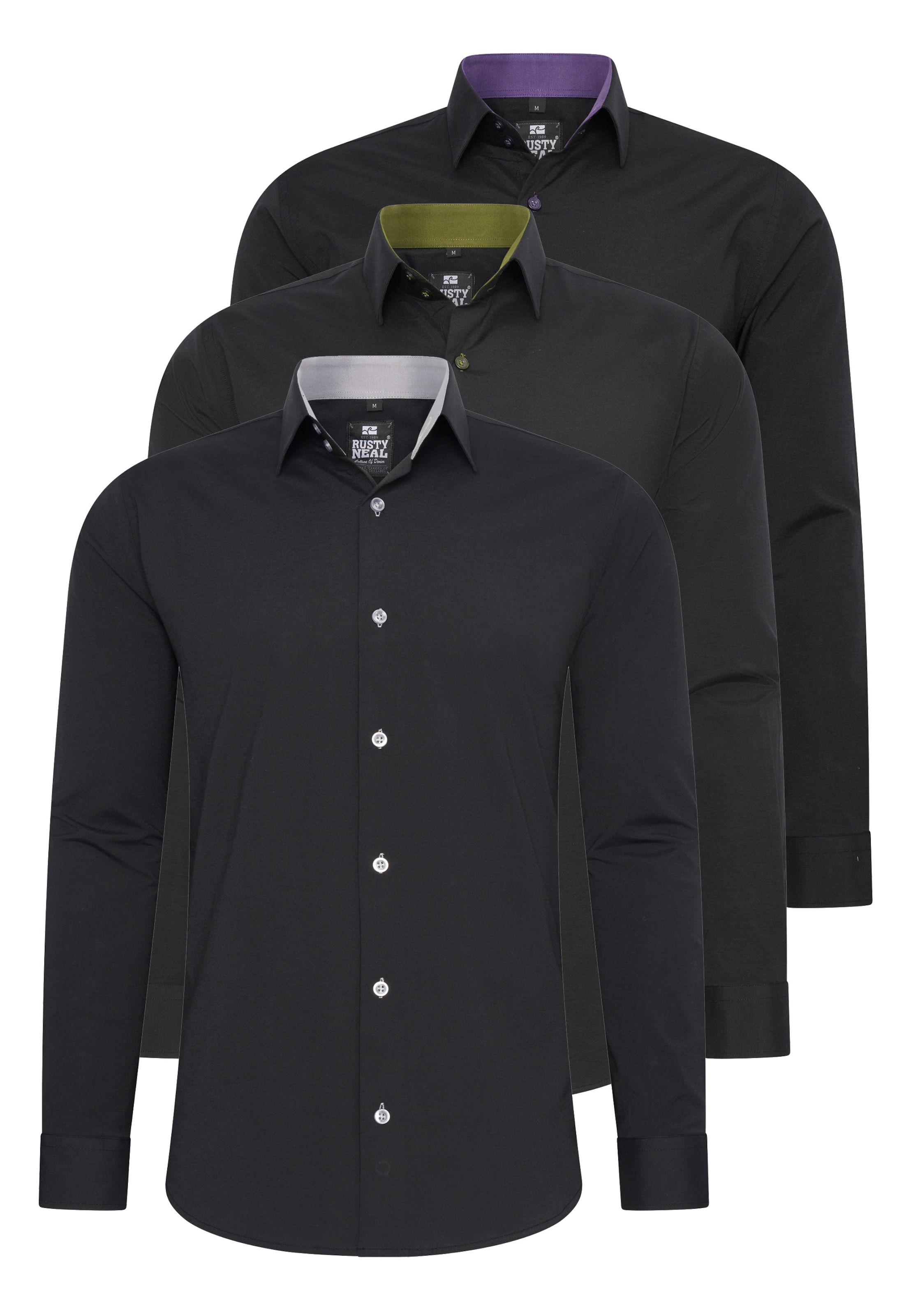 Rusty Neal Button Up Shirt in Black: front