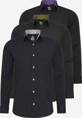 Rusty Neal Slim fit Overhemd in Zwart: voorkant