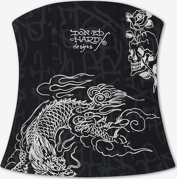 Ed Hardy Top in Schwarz: Vorderseite
