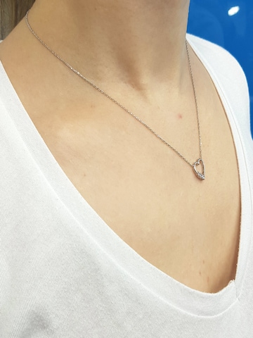 EinStein Diamant Pendant 'Halskette mit Tria-Diamant Herz Anhänger mit Kette in 14 Karat Weißgold' in White