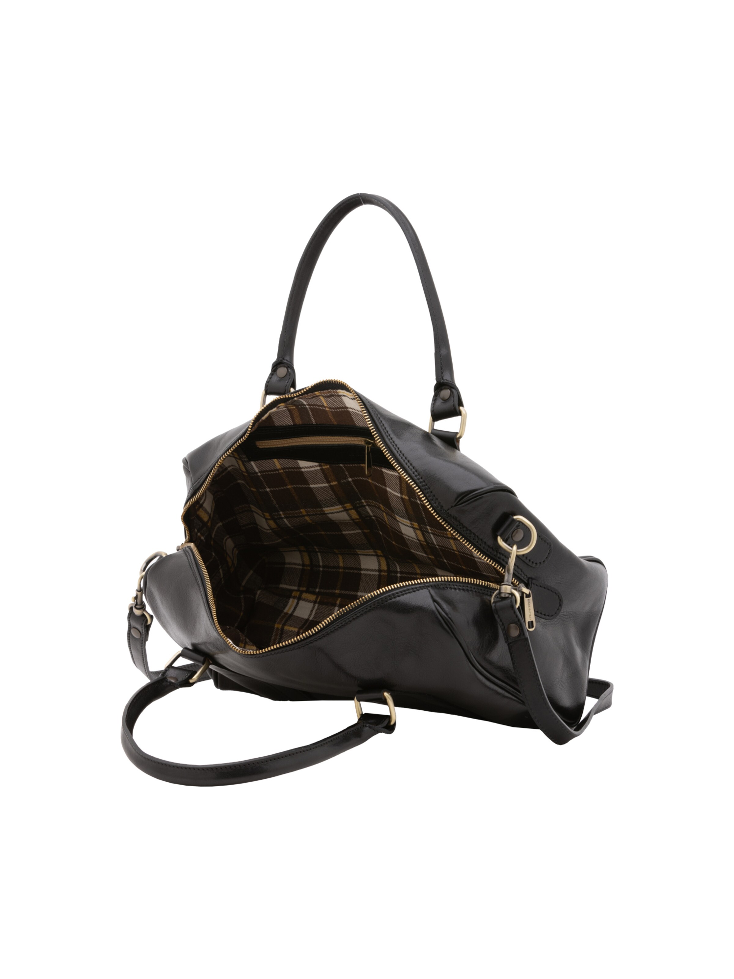 Borsa da viaggio 'Borsa a Bauletto Donna Pelle Vacchetta - Tracolla Rimovibile' di I Fratelli in nero