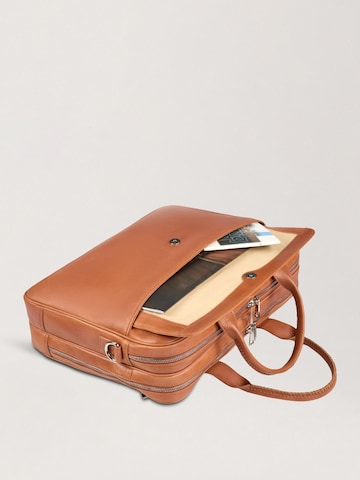 NEGOTIA Leather Laptoptas 'Orden' in Bruin
