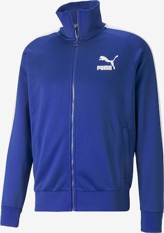 PUMA Zip-Up Hoodie 'Iconic T7' in Blue: front