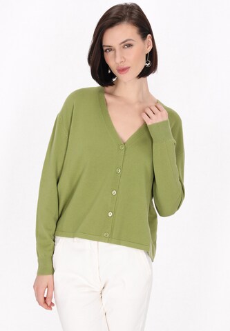 Usha Gebreid vest 'Classic Look' in Groen: voorkant