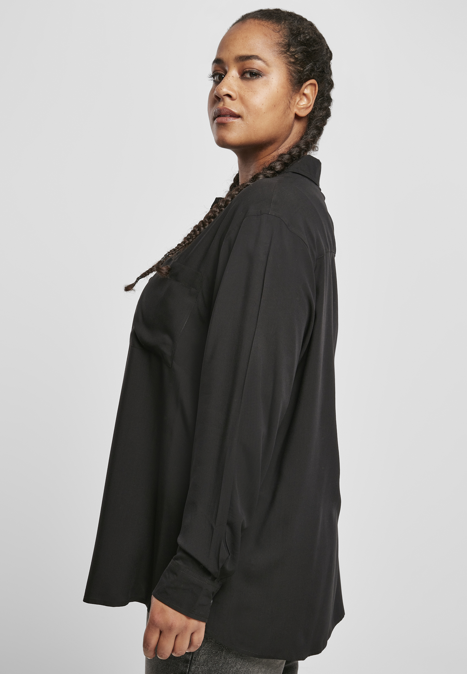 Urban Classics Curvy Bluse in Schwarz Urban Classics Curvy Bluse in Schwarz