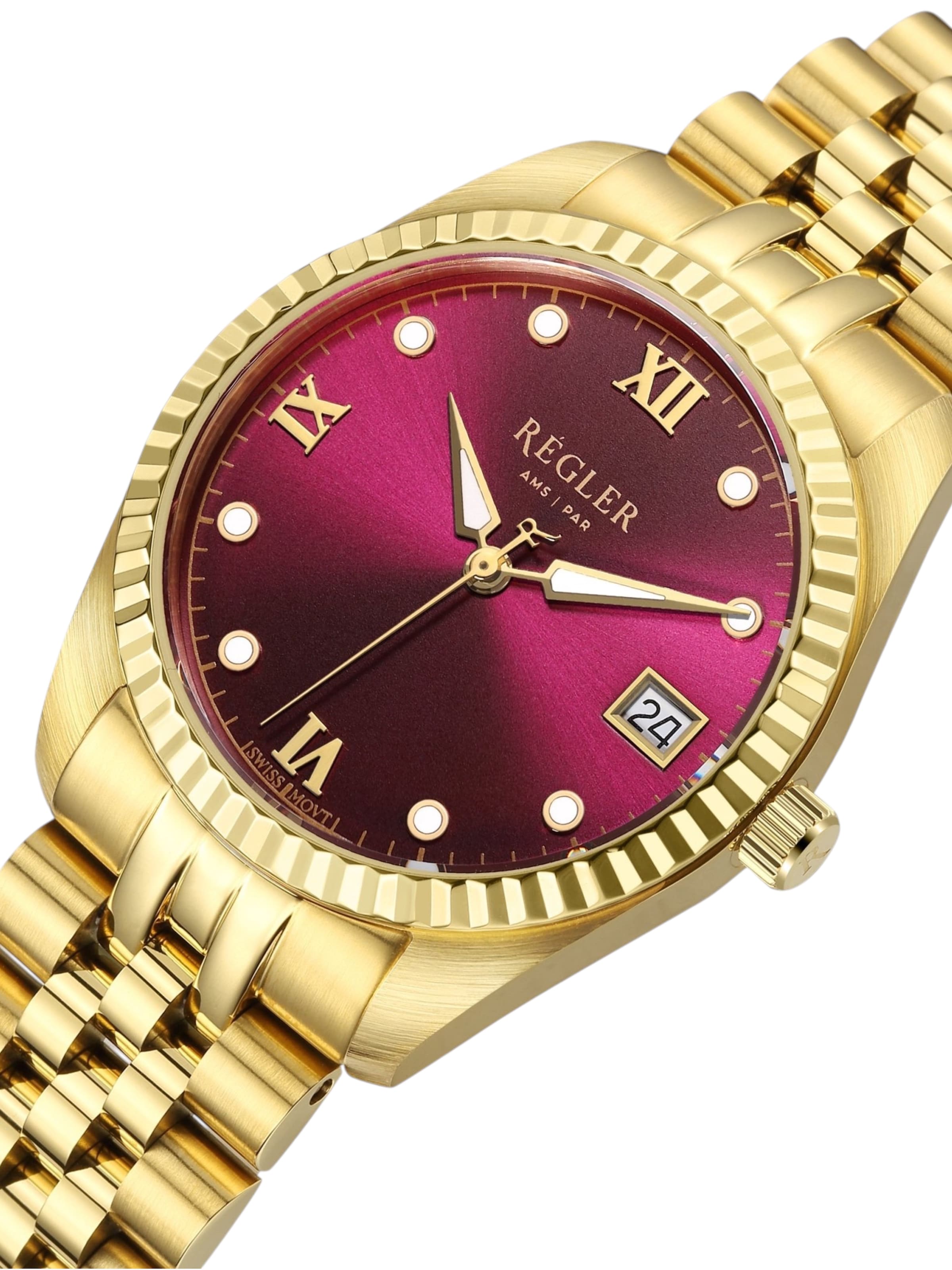 Régler - Relógios analógicos 'Régler Liberté Steel Gold - Burgundy' em ouro