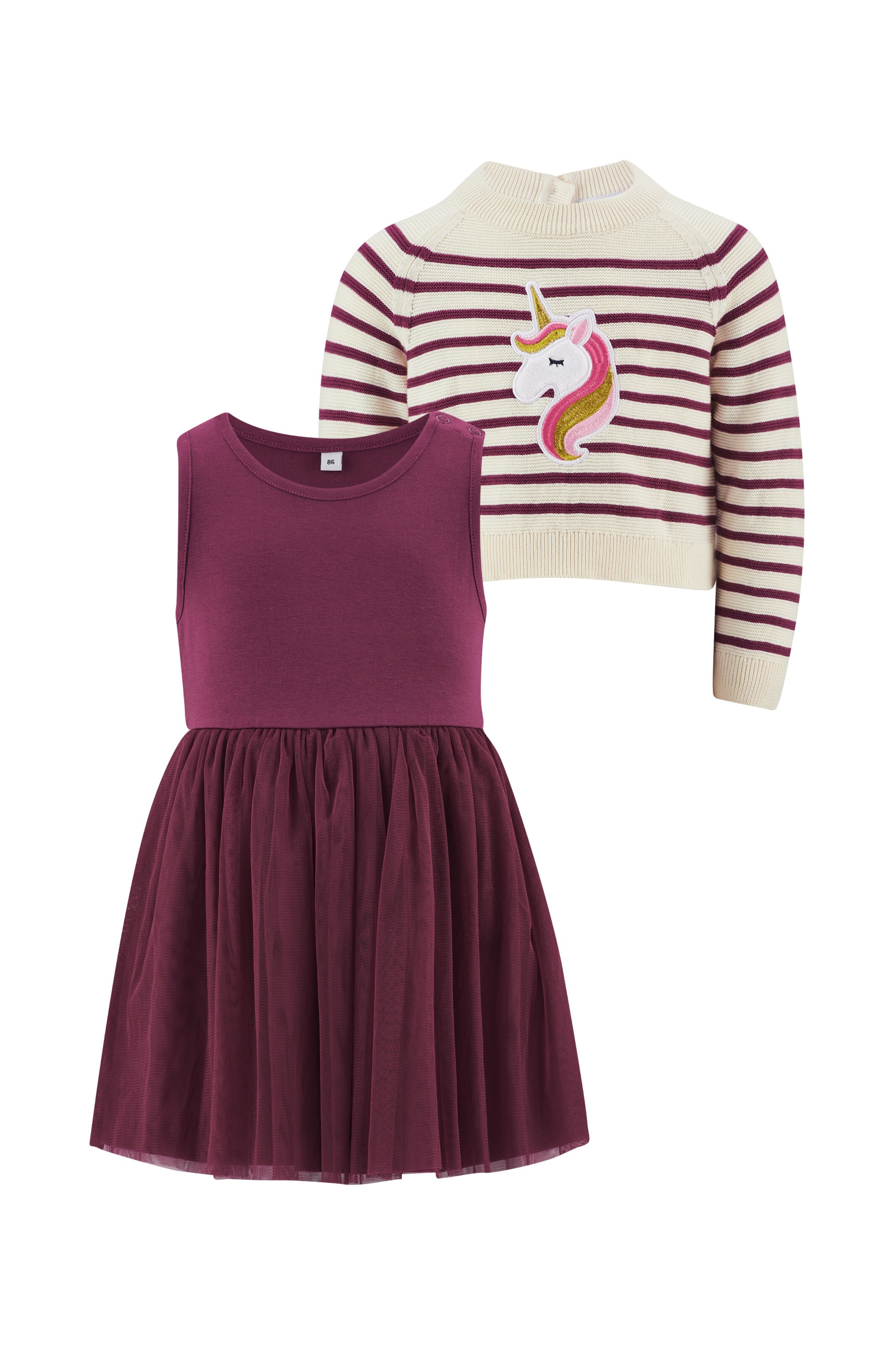 happy girls Set: Kleid und Pullover in Rot