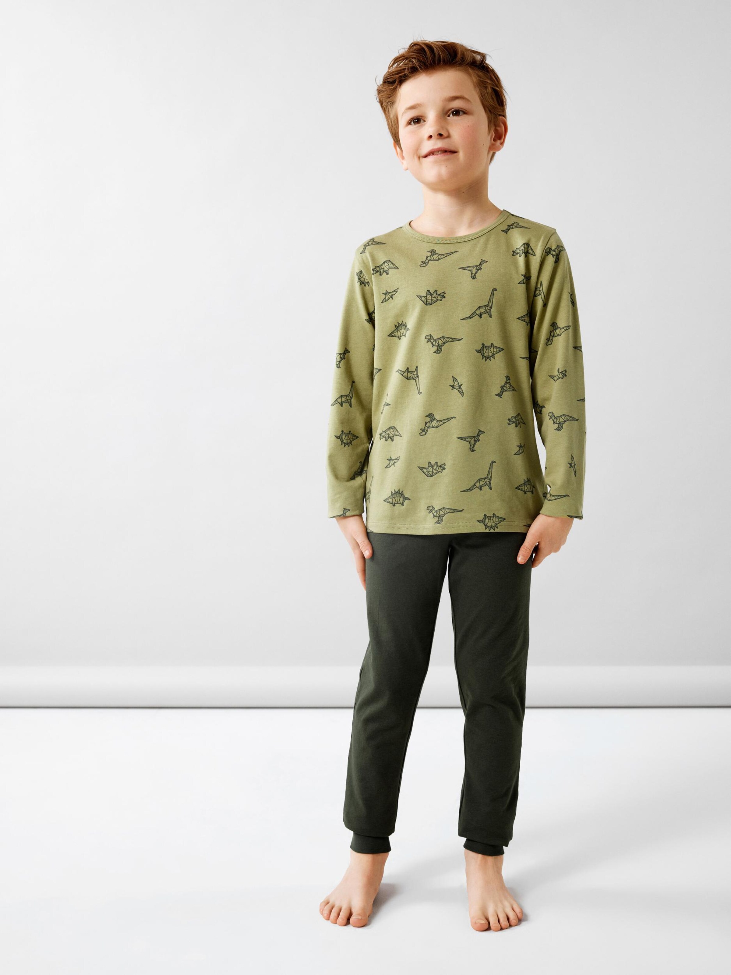 NAME IT Pajamas Sage Dino in Khaki Olive Light Green ABOUT YOU